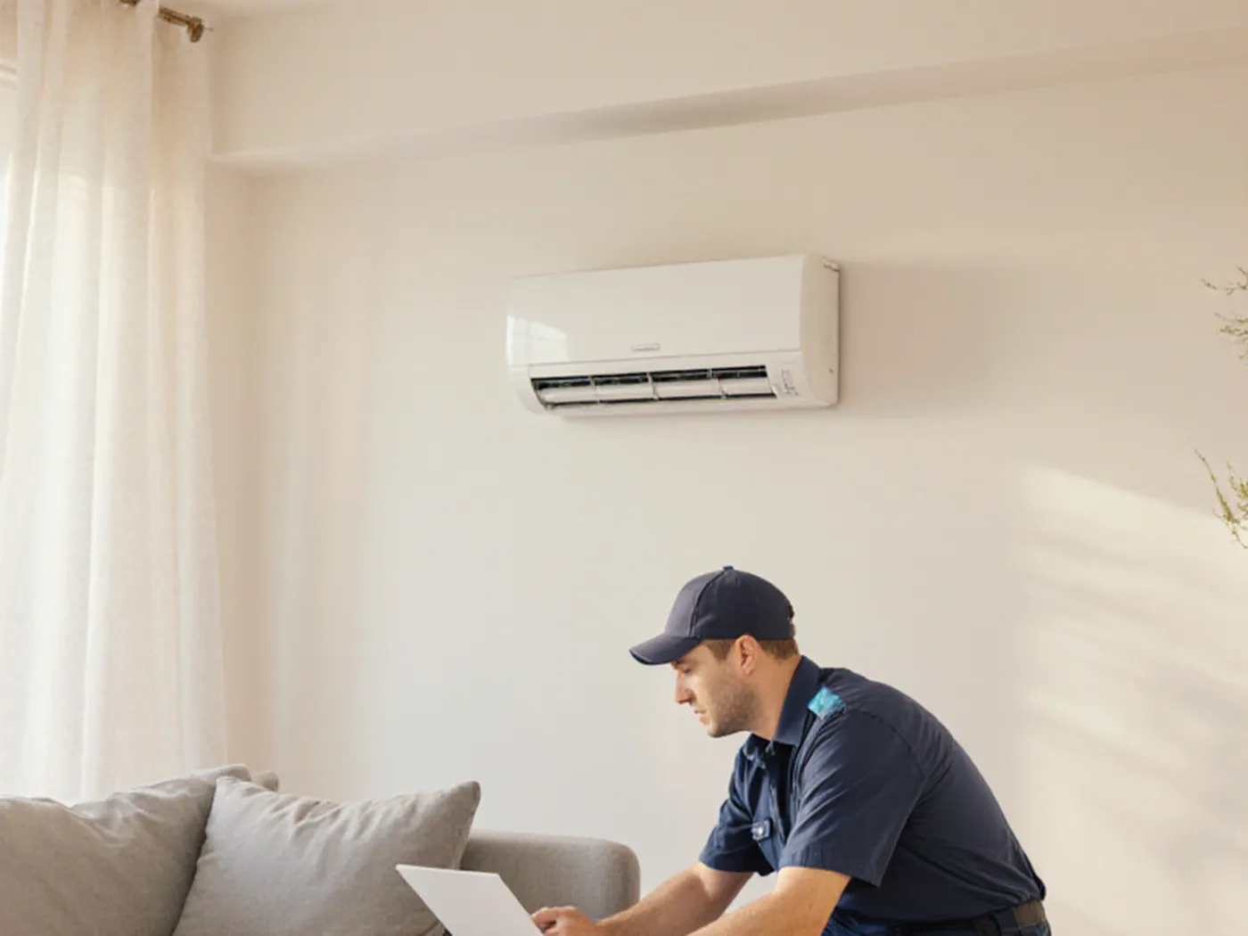 Technicien Solix installant une climatisation
